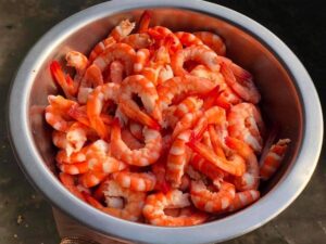 Thau tôm tươi sau khi luộc
